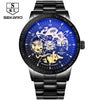Matte Black Stainless Steel Mechanical Skeleton Watch - Zodeys