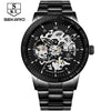 Matte Black Stainless Steel Mechanical Skeleton Watch - Zodeys