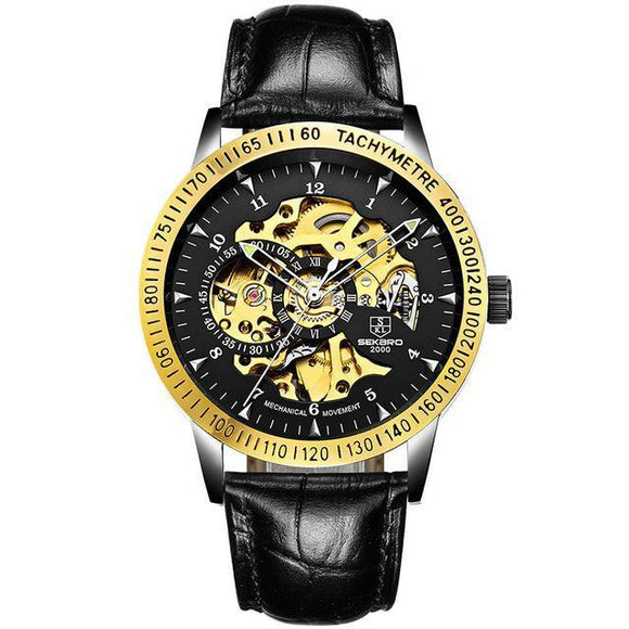 Matte Black Stainless Steel Mechanical Skeleton Watch - Zodeys