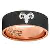 Black Brushed Rose Gold Aries Tungsten Carbide Ring - Zodeys