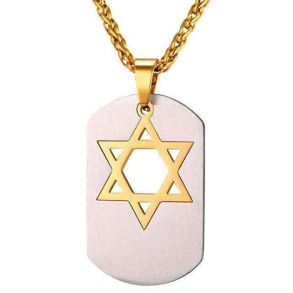 Star of David Dog Tag Pendant Necklace