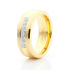 Polished Tungsten Carbide Rhinestone Inlay Gold Ring - Zodeys
