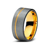 Brushed Silver Gold Tungsten Carbide Ring - Zodeys