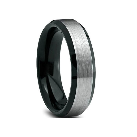 Brushed Finish Smokey Silver Tungsten Ring - Zodeys