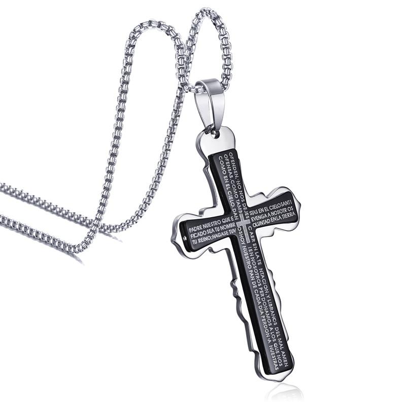 Stainless Steel España Bible Prayer Cross Necklace