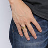 Beehive Matte Finished Black Onyx & Gold Steel Ring - Zodeys