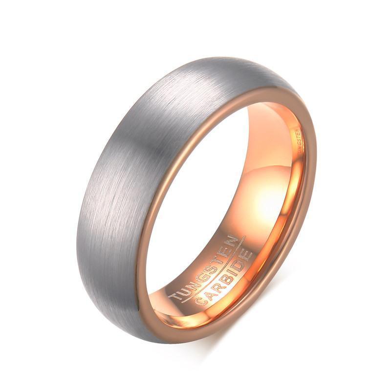 Dome Brushed Rose Gold Tungsten Carbide Ring - Zodeys