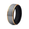 Double Groove Brushed Silver and Rose Gold Tungsten Ring - Zodeys