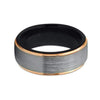 Double Groove Brushed Silver and Rose Gold Tungsten Ring - Zodeys