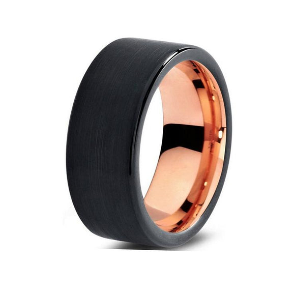 Brushed Pipe Cut Tungsten Carbide Rose Gold Ring - Zodeys