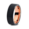 Brushed Pipe Cut Tungsten Carbide Rose Gold Ring - Zodeys