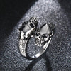Polished Biker's Outlaw Double-Skull Ring - Zodeys