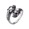 Polished Biker's Outlaw Double-Skull Ring - Zodeys