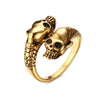 Polished Biker's Outlaw Double-Skull Ring - Zodeys
