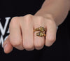 Polished Biker's Outlaw Double-Skull Ring - Zodeys
