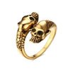 Polished Biker's Outlaw Double-Skull Ring - Zodeys