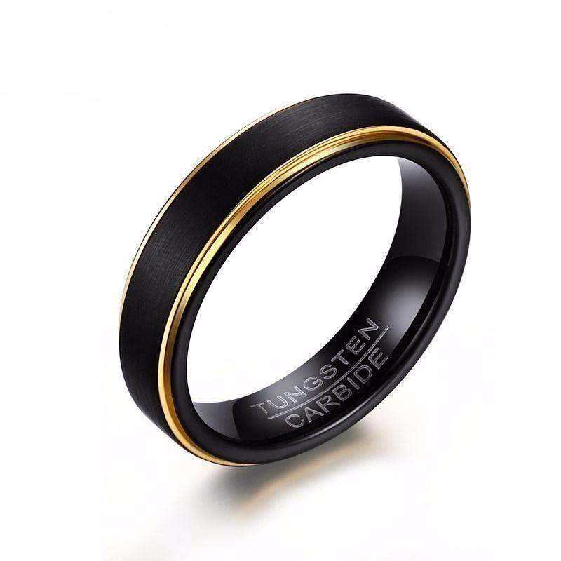 Gold Plated Black Tungsten Carbide Ring - Zodeys