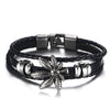 Vintage Silver 420 Leaf Genuine Leather Bracelet - Zodeys