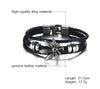 Vintage Silver 420 Leaf Genuine Leather Bracelet - Zodeys
