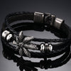 Vintage Silver 420 Leaf Genuine Leather Bracelet - Zodeys
