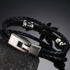 Vintage Silver 420 Leaf Genuine Leather Bracelet - Zodeys