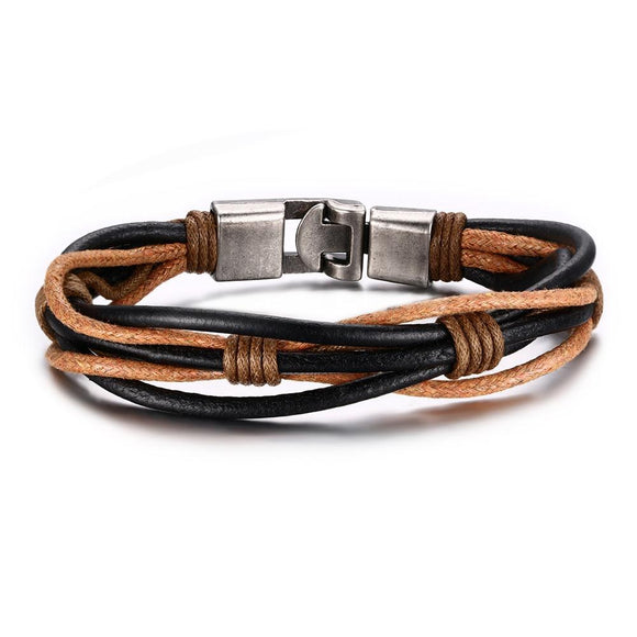 Pristine Intellect Braided Genuine Leather Bracelet - Zodeys
