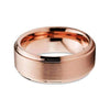 Thick Double Groove Brushed Rose Gold Tungsten Ring - Zodeys