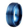 Brushed Center Polished Edges Pacific Blue Tungsten Carbide Ring - Zodeys
