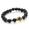 Antique Lavastone and Matte Hamsa Hand Bracelet - Zodeys