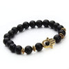 Antique Lavastone and Matte Hamsa Hand Bracelet - Zodeys
