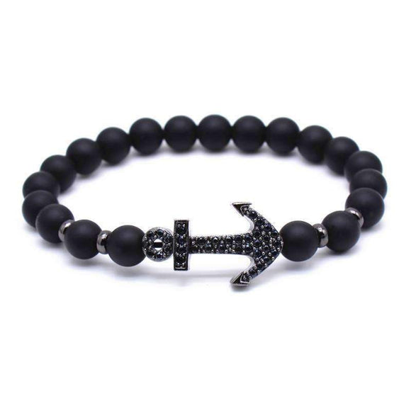 Hematite Anchor Lava Stone Beaded Bracelet - Zodeys