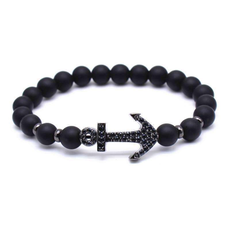 Hematite Anchor Lava Stone Beaded Bracelet - Zodeys