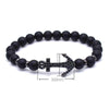 Hematite Anchor Lava Stone Beaded Bracelet - Zodeys