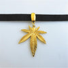 Suede Leather Gold Pot Leaf Choker