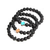 Hematite Gallstone Cross Charm Lavastone Beaded Bracelet - Zodeys