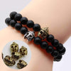 Matte Onyx Natural Stone Roman Warrior Helmet Men's Bracelet - Zodeys
