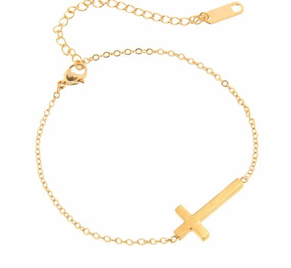 Sideway Cross Chain Link Bracelet