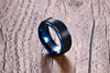 Matte Finished Aqua Plated Tungsten Carbide Ring - Zodeys