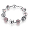 Crystal Ball Love & Flower Antique Silver Charm Bracelet - Zodeys