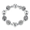 Crystal Ball Love & Flower Antique Silver Charm Bracelet - Zodeys
