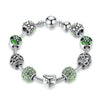 Crystal Ball Love & Flower Antique Silver Charm Bracelet - Zodeys