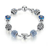 Crystal Ball Love & Flower Antique Silver Charm Bracelet - Zodeys