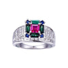 5.73ct Ruby Emerald Sapphire 925 Sterling Silver Wedding Ring - Zodeys