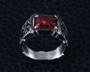 Red Ruby Crusader's Silver Ring