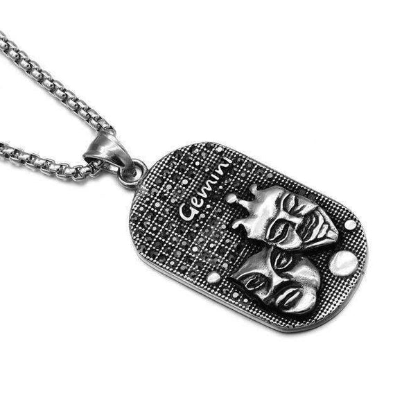 Vintage Zodiac Horoscope Sign Titanium Dog Tag Necklace - Zodeys