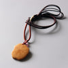 Natural Weathered Tagua Nut Lotus Leaf Pendant Necklace