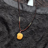 Natural Weathered Tagua Nut Lotus Leaf Pendant Necklace