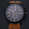 Space Black Leather Strap Military Watch