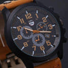 Space Black Leather Strap Military Watch