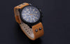 Space Black Leather Strap Military Watch